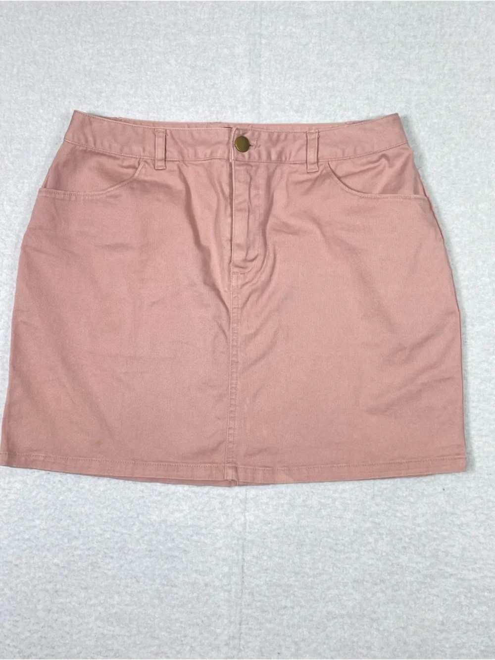 Forever 21 Mini Jean Skirt Women's M Dusty Rose Pink Y2K Pockets Flirty Denim